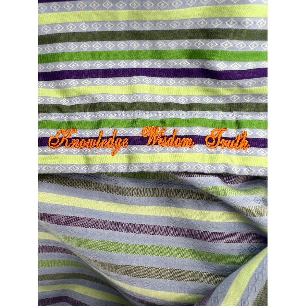 Robert Graham Men's 2XLT Green Purple Stripe Long Sleeve Button Down Shirt - Picture 9 of 13